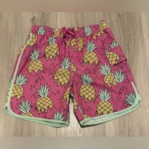 Pink Pineapple Print Swim Shorts